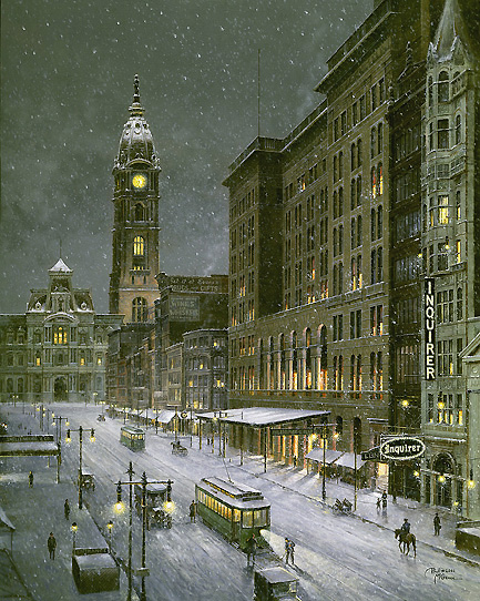 Old Philadelphia - Snowfall on Market Street